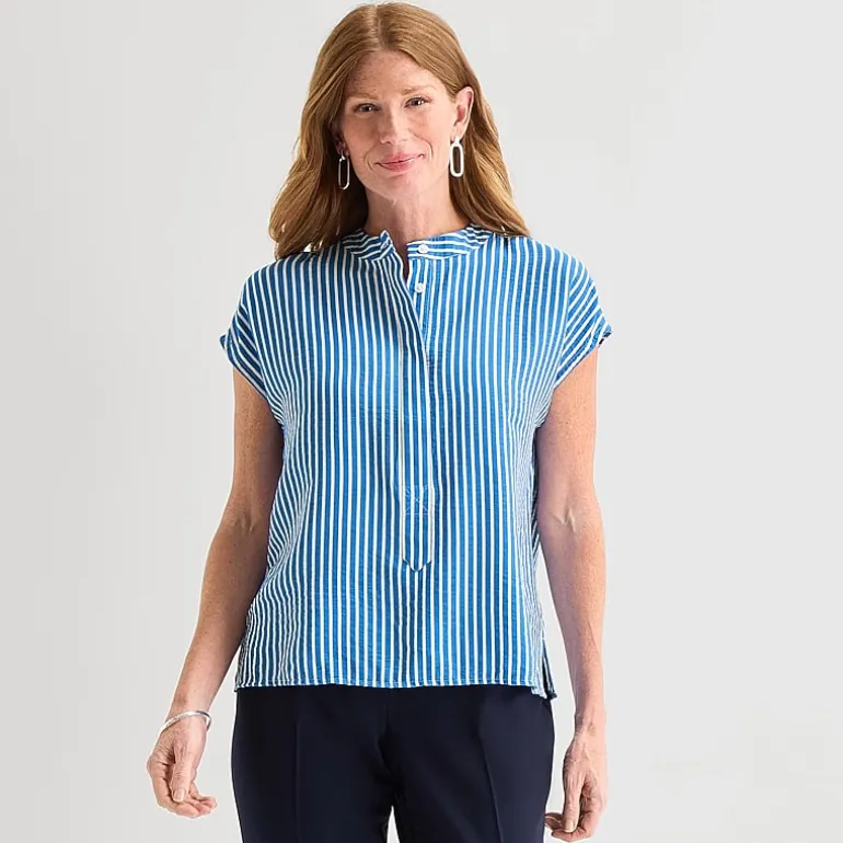 Liz Claiborne Womens Crew Neck Short Sleeve Blouse