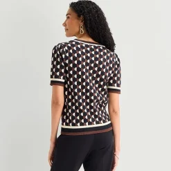 Liz Claiborne Womens Crew Neck Short Sleeve Pullover Sweater