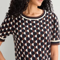Liz Claiborne Womens Crew Neck Short Sleeve Pullover Sweater