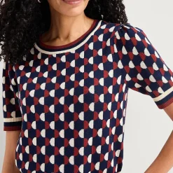 Liz Claiborne Womens Crew Neck Short Sleeve Pullover Sweater