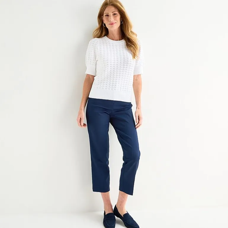 Liz Claiborne Womens Crew Neck Short Sleeve Pullover Sweater