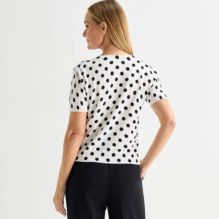 Liz Claiborne Womens Crew Neck Short Sleeve Pullover Sweater