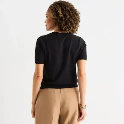 Liz Claiborne Womens Crew Neck Short Sleeve Pullover Sweater