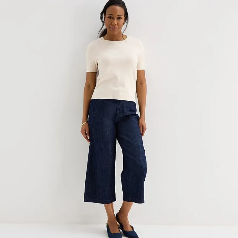 Liz Claiborne Womens Crew Neck Short Sleeve Pullover Sweater