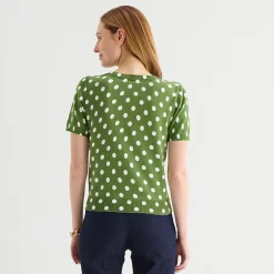 Liz Claiborne Womens Crew Neck Short Sleeve Pullover Sweater