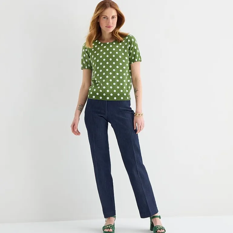 Liz Claiborne Womens Crew Neck Short Sleeve Pullover Sweater