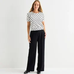 Liz Claiborne Womens Crew Neck Short Sleeve Pullover Sweater