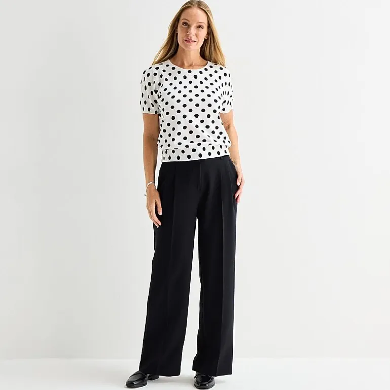 Liz Claiborne Womens Crew Neck Short Sleeve Pullover Sweater