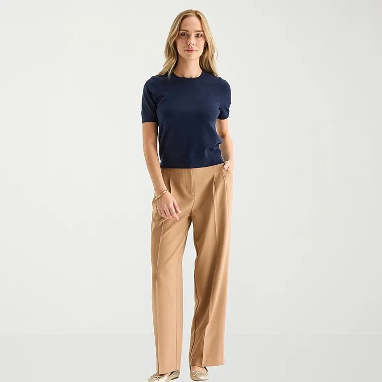Liz Claiborne Womens Crew Neck Short Sleeve Pullover Sweater