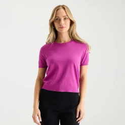 Liz Claiborne Womens Crew Neck Short Sleeve Pullover Sweater