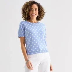 Liz Claiborne Womens Crew Neck Short Sleeve Pullover Sweater
