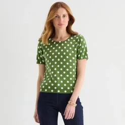 Liz Claiborne Womens Crew Neck Short Sleeve Pullover Sweater