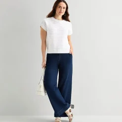 Liz Claiborne Womens Crew Neck Short Sleeve Pullover Sweater