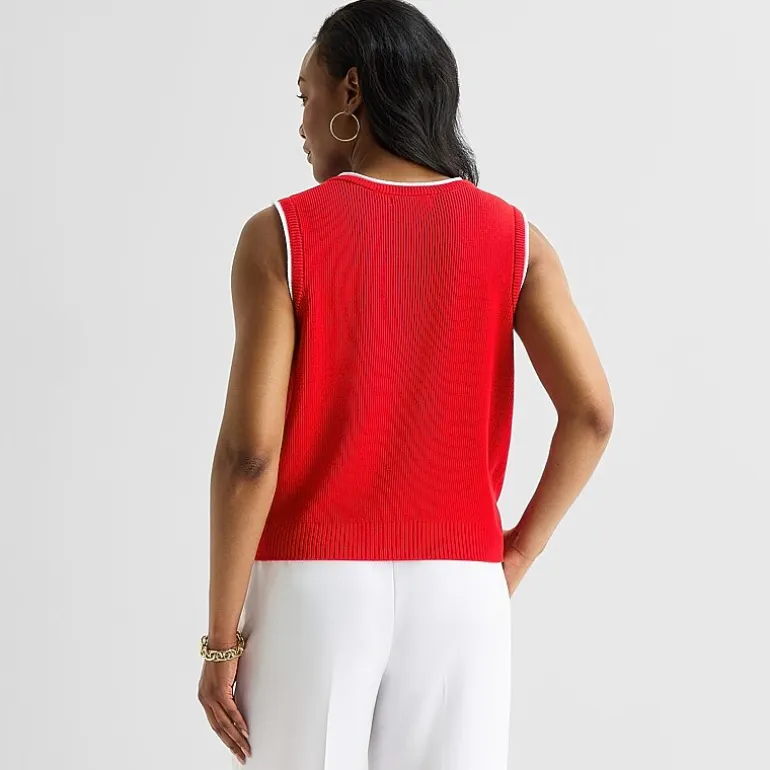 Liz Claiborne Womens Crew Neck Button Sweater Vest