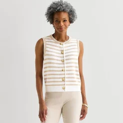 Liz Claiborne Womens Crew Neck Button Sweater Vest