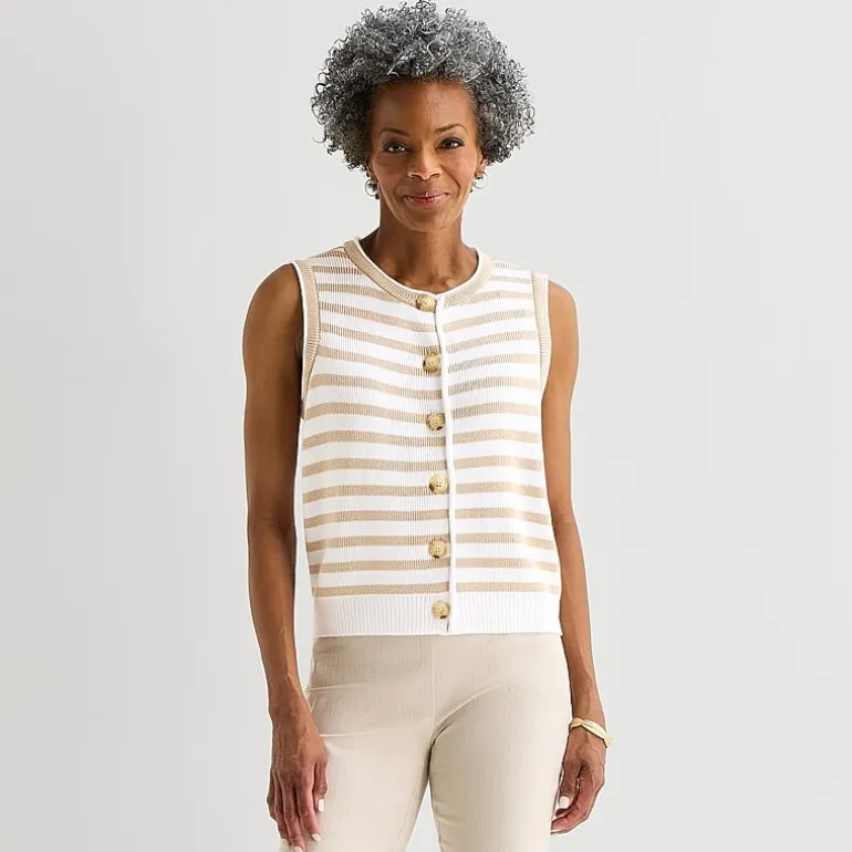 Liz Claiborne Womens Crew Neck Button Sweater Vest