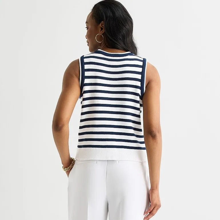 Liz Claiborne Womens Crew Neck Button Sweater Vest