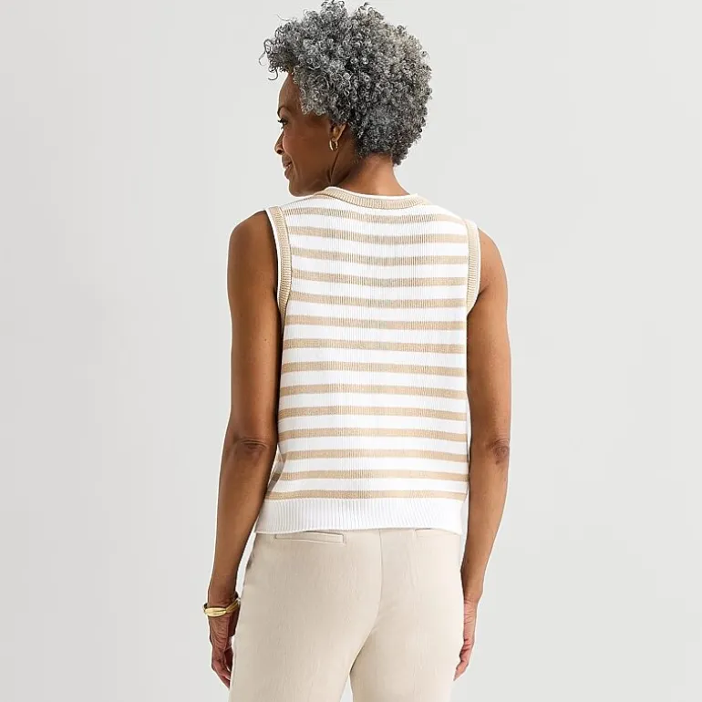 Liz Claiborne Womens Crew Neck Button Sweater Vest