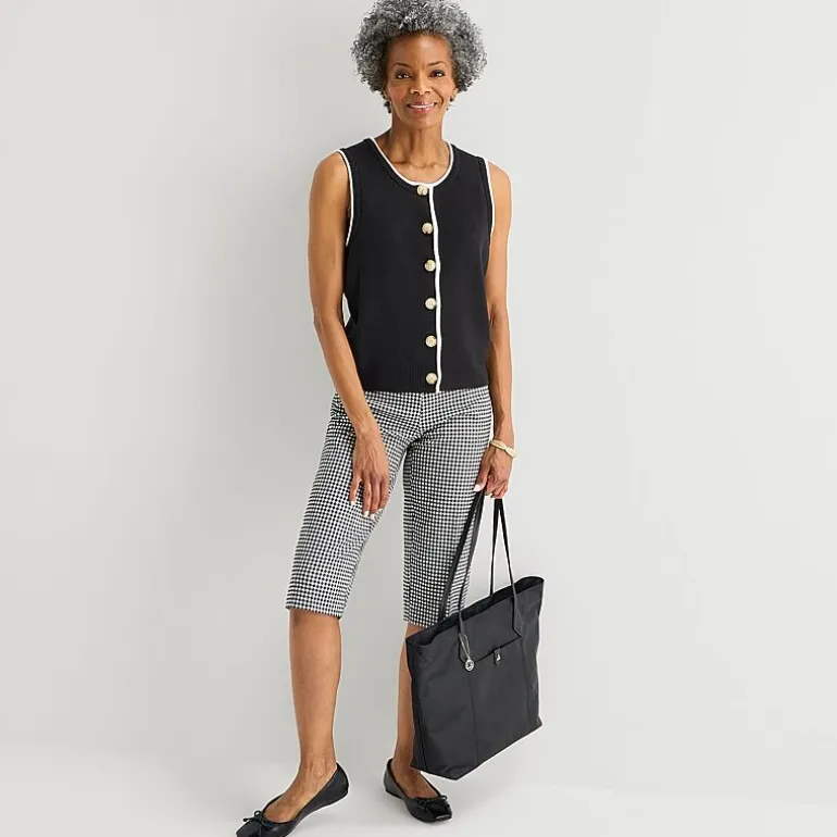 Liz Claiborne Womens Crew Neck Button Sweater Vest