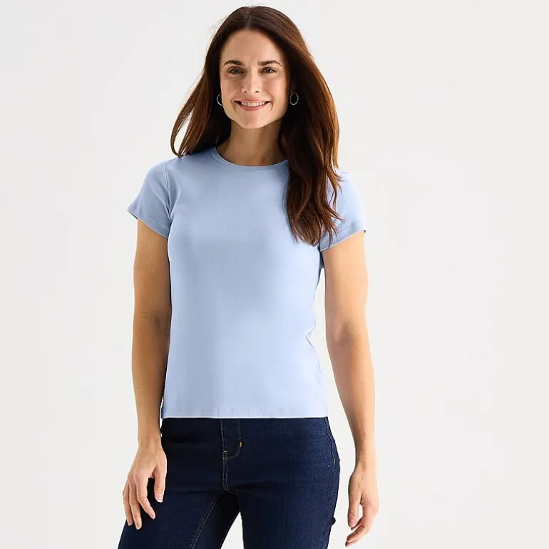 Liz Claiborne Womens Crew Neck Short Sleeve T-Shirt