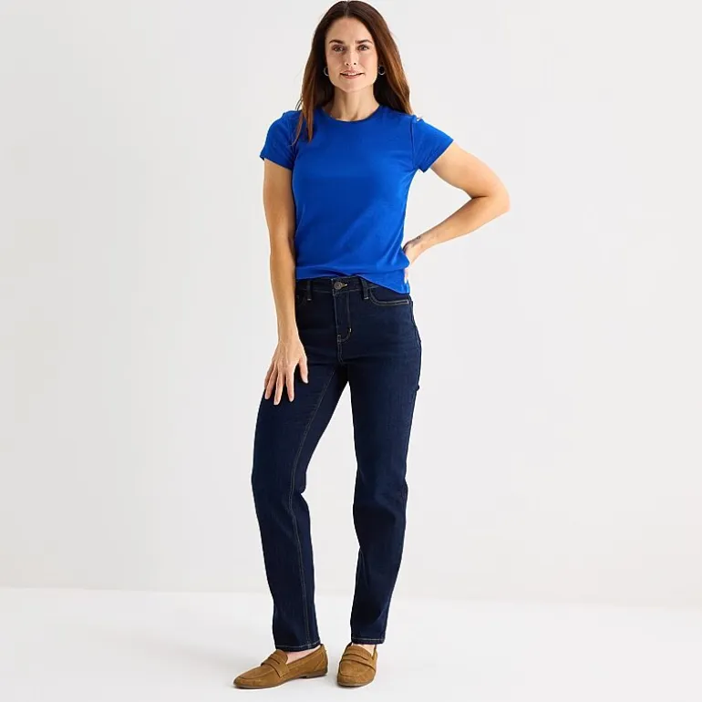 Liz Claiborne Womens Crew Neck Short Sleeve T-Shirt