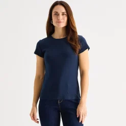 Liz Claiborne Womens Crew Neck Short Sleeve T-Shirt