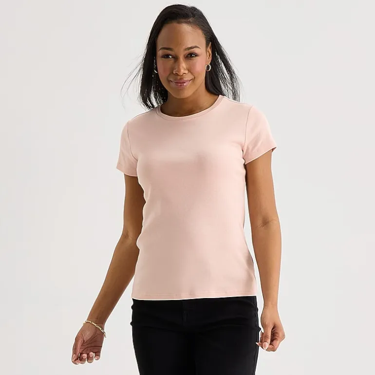Liz Claiborne Womens Crew Neck Short Sleeve T-Shirt