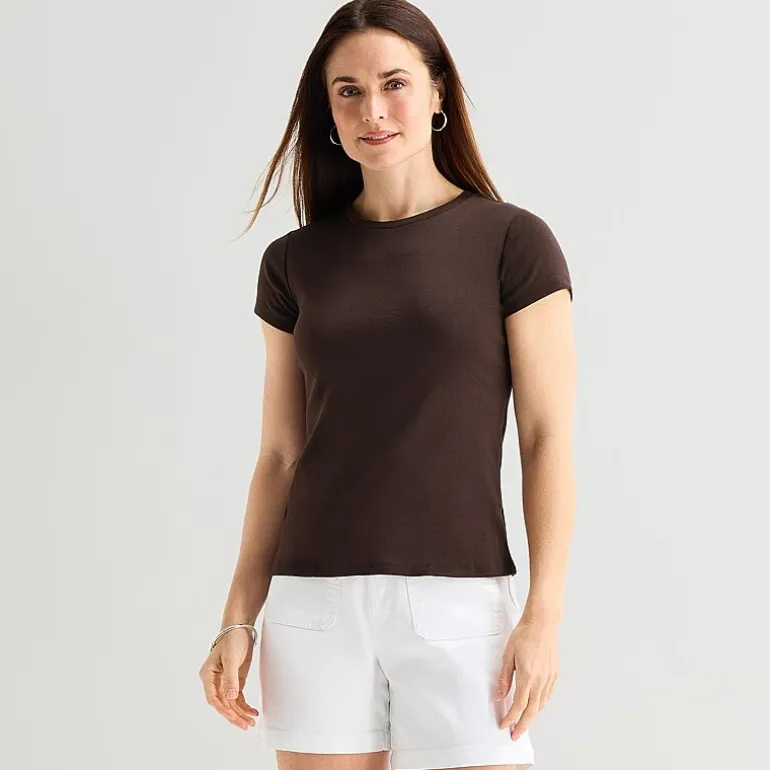 Liz Claiborne Womens Crew Neck Short Sleeve T-Shirt
