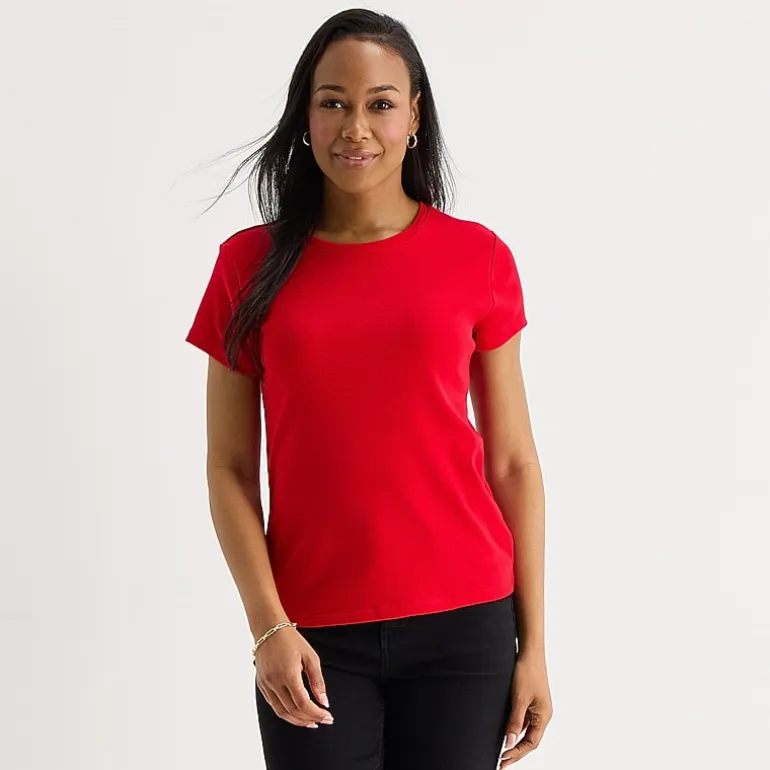 Liz Claiborne Womens Crew Neck Short Sleeve T-Shirt