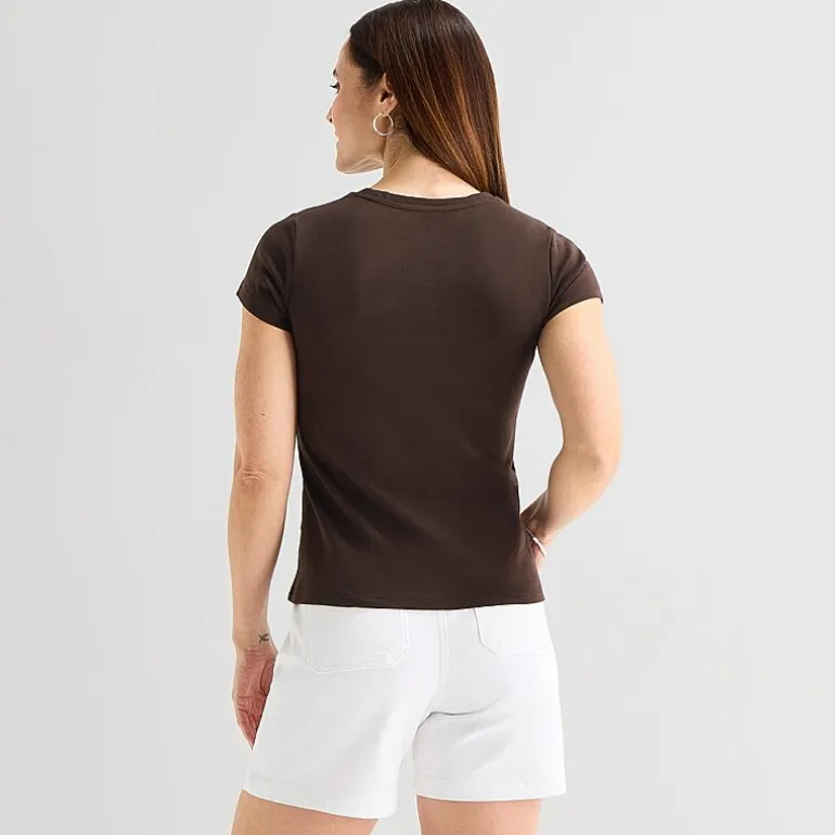 Liz Claiborne Womens Crew Neck Short Sleeve T-Shirt