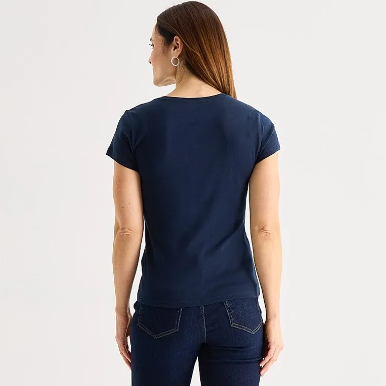 Liz Claiborne Womens Crew Neck Short Sleeve T-Shirt