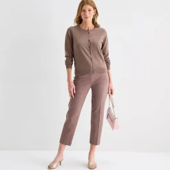Liz Claiborne Womens Crew Neck Long Sleeve Button Cardigan
