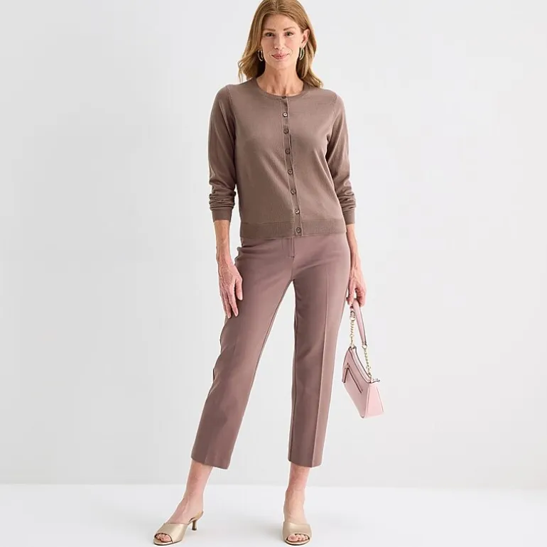 Liz Claiborne Womens Crew Neck Long Sleeve Button Cardigan