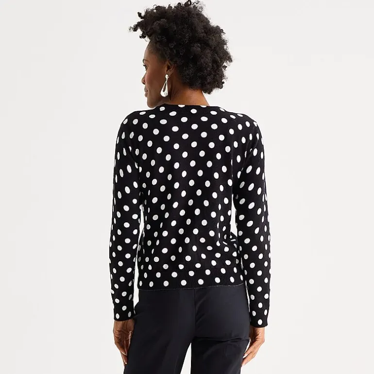 Liz Claiborne Womens Crew Neck Long Sleeve Button Cardigan