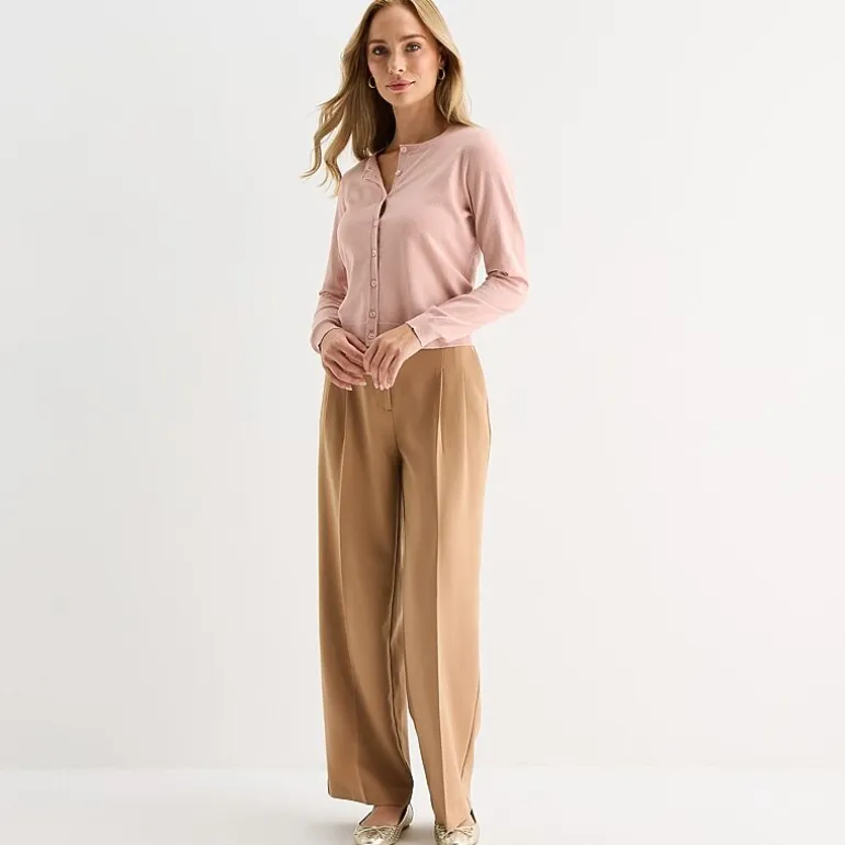 Liz Claiborne Womens Crew Neck Long Sleeve Button Cardigan
