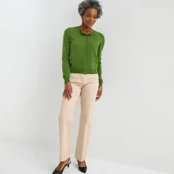 Liz Claiborne Womens Crew Neck Long Sleeve Button Cardigan