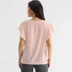 Liz Claiborne Womens Crew Neck Short Sleeve Blouse