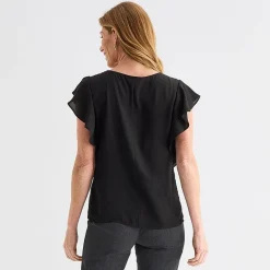 Liz Claiborne Womens Crew Neck Short Sleeve Blouse