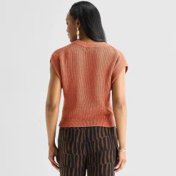 Liz Claiborne Womens Crew Neck Short Sleeve Pullover Sweater