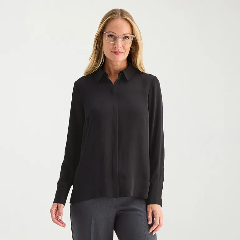 Liz Claiborne Womens Fitted Long Sleeve Regular Fit Button-Down Shirt