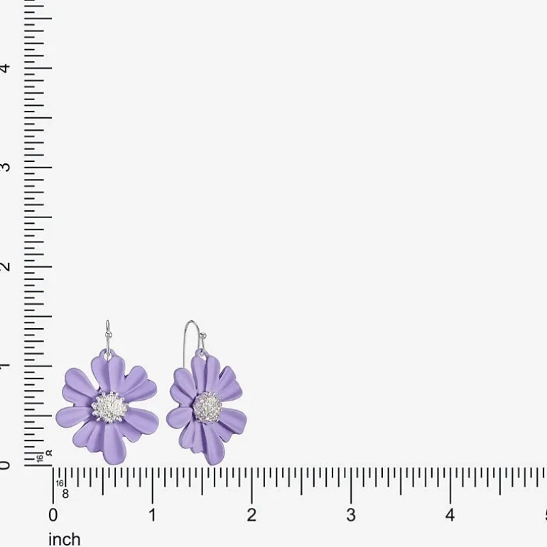 Liz Claiborne Womens Flower Drop Earrings