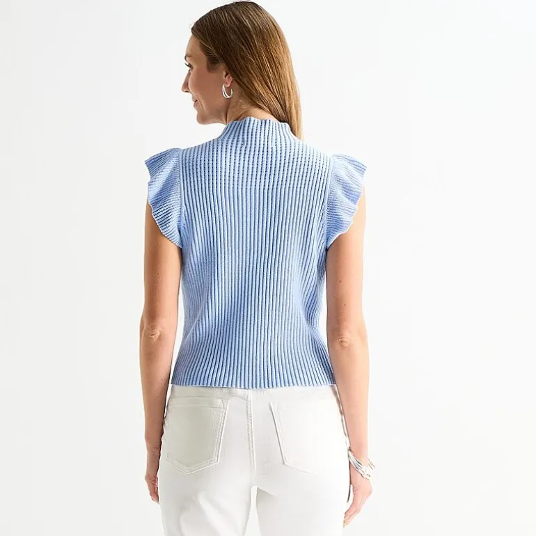 Liz Claiborne Womens High Neck Short Sleeve Pullover Sweater