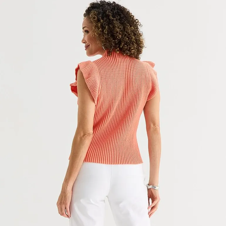 Liz Claiborne Womens High Neck Short Sleeve Pullover Sweater