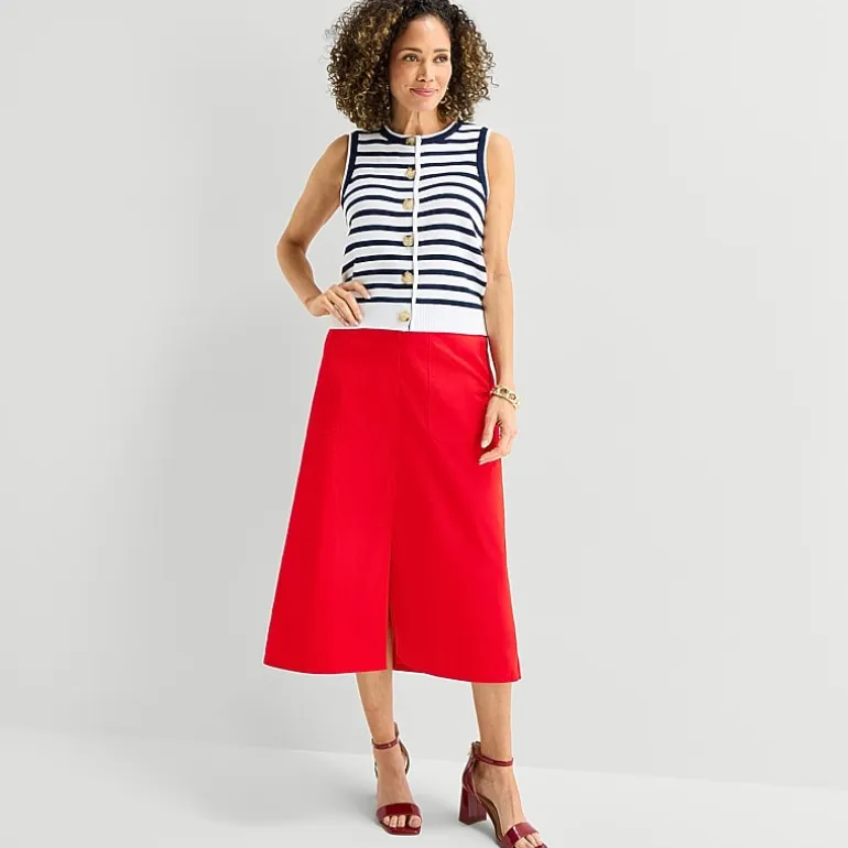 Liz Claiborne Womens High Rise Midi A-Line Skirt