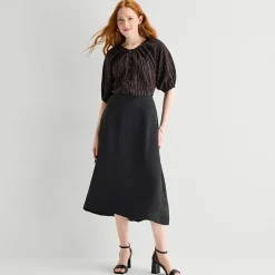 Liz Claiborne Womens High Rise Midi A-Line Skirt