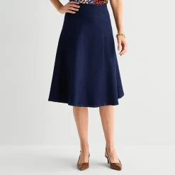 Liz Claiborne Womens High Rise Midi A-Line Skirt