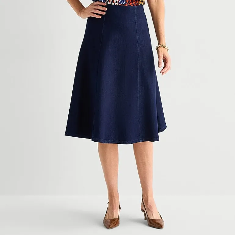 Liz Claiborne Womens High Rise Midi A-Line Skirt