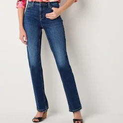 Liz Claiborne Womens High Rise Straight Leg Jean