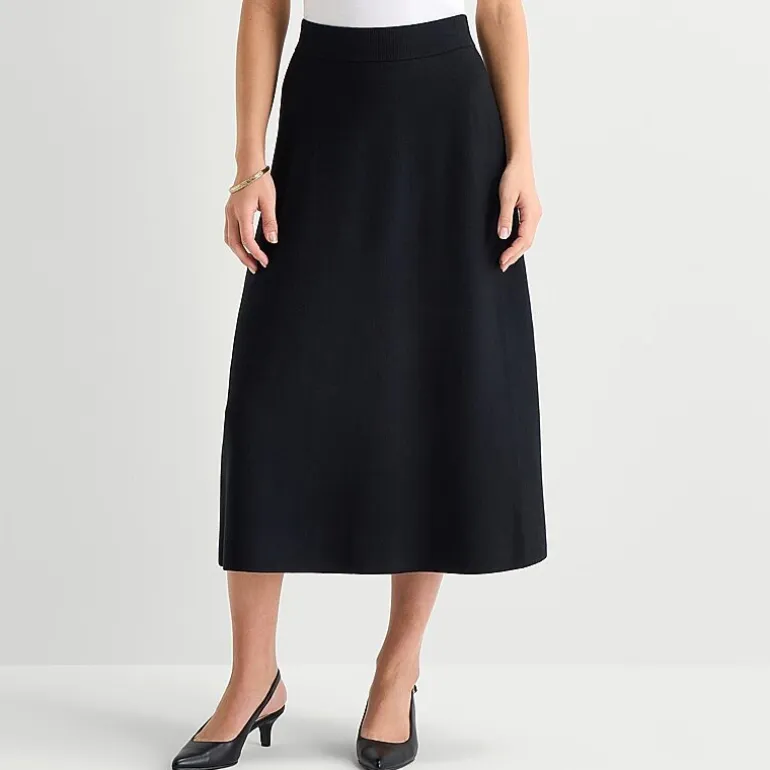 Liz Claiborne Womens Midi Sweater Flared Skirt