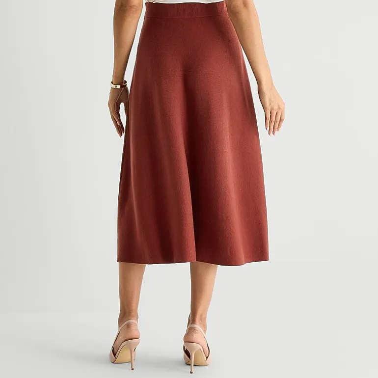 Liz Claiborne Womens Midi Sweater Flared Skirt